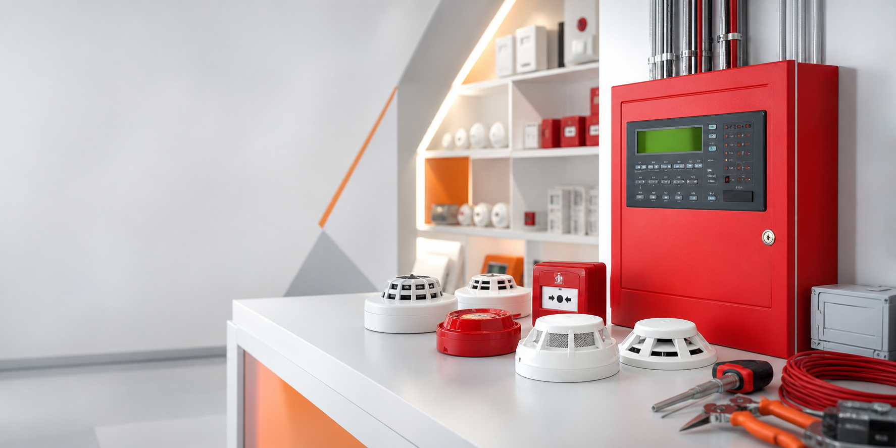 Fire Alarm Panel with Smoke Detector Kit